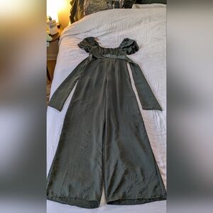 Miami Dark Green Satin Jumpsuit